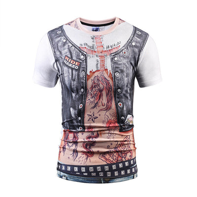 Chaleco Hip Hop Falso con Camiseta Slim Fit Manga Corta para Hombre - Image 20