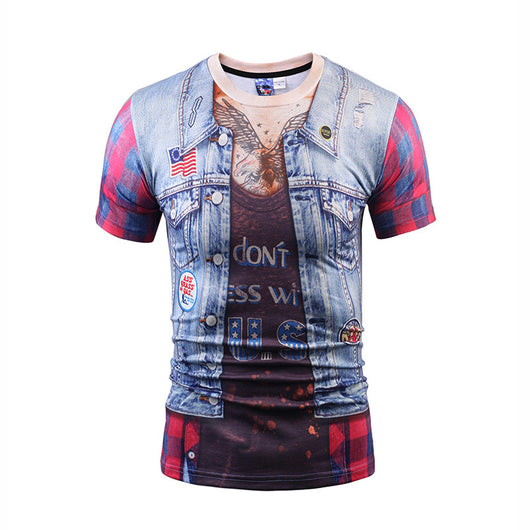Chaleco Hip Hop Falso con Camiseta Slim Fit Manga Corta para Hombre - Image 26