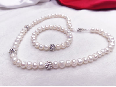 Conjunto de Collar y Pulsera de Perlas 8-9mm - Image 7
