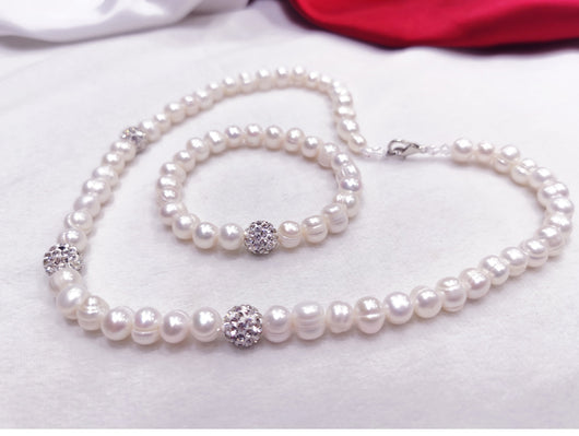 Conjunto de Collar y Pulsera de Perlas 8-9mm - Image 7