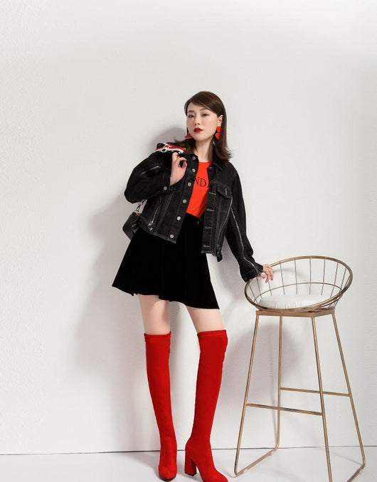 Botas Altas hasta la Rodilla con Tacón Fino Aguja y Elástico - Image 23