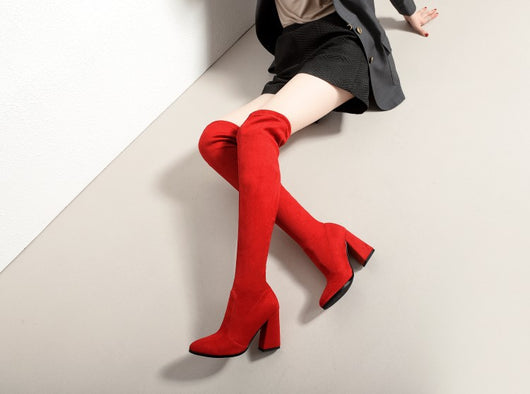 Botas Altas hasta la Rodilla con Tacón Fino Aguja y Elástico - Image 40