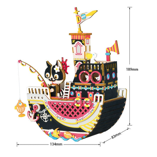 Caja de Música 3D Gatita Ballet - Puzzle de Madera Armable con Movimiento - Image 7