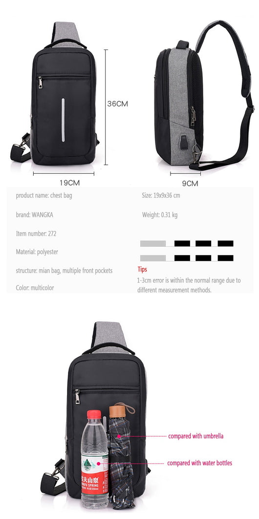 Mochila de Pecho Antirrobo con Carga USB - Image 9