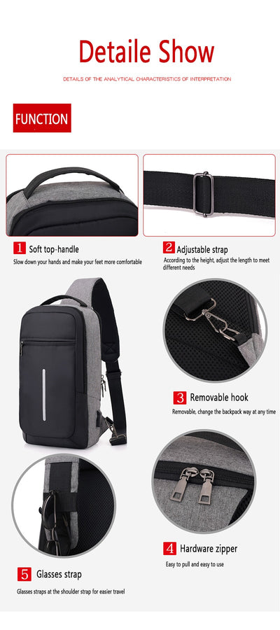 Mochila de Pecho Antirrobo con Carga USB - Image 11