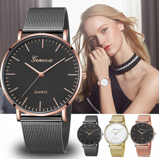 Reloj de Pulsera GENEVA Clásico para Hombre y Mujer - Acero Inoxidable Cuarzo - Image 3