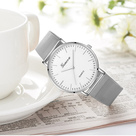 Reloj de Pulsera GENEVA Clásico para Hombre y Mujer - Acero Inoxidable Cuarzo - Image 11