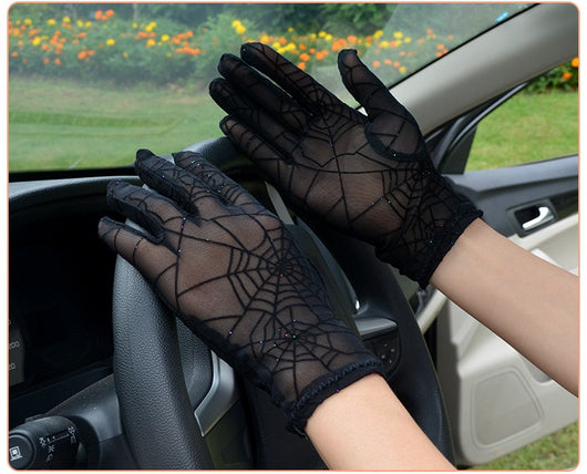 Guantes de Malla Negra con Dedos Abiertos para Mujer - Image 6