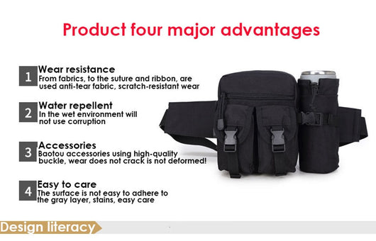 Bolsa Táctica Impermeable para Cintura con Compartimentos para Botellas - Image 15