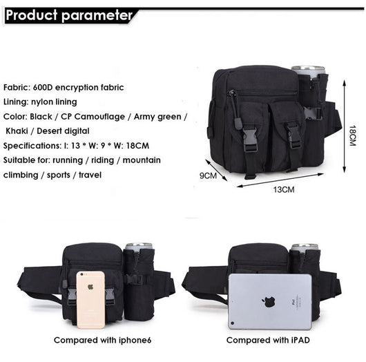 Bolsa Táctica Impermeable para Cintura con Compartimentos para Botellas - Image 17