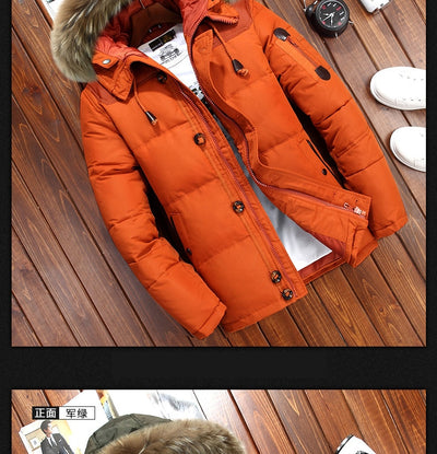 Chaqueta Corta de Plumón de Pato Blanco para Hombre - Image 15