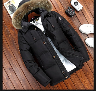 Chaqueta Corta de Plumón de Pato Blanco para Hombre - Image 17