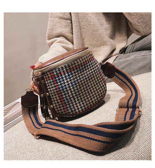 Bolso Bandolera Cuadros con Correa Ancha - Image 13