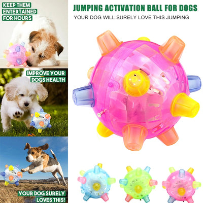 Three colorful translucent dancing ball glowing toys with rubber nubs in pink, blue, and green for pets. - Image 10