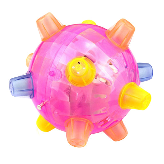 Three colorful translucent dancing ball glowing toys with rubber nubs in pink, blue, and green for pets. - Image 11