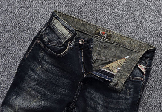 Jeans Slim Fit Desgastados Estilo Europeo y Americano para Hombre - Image 8