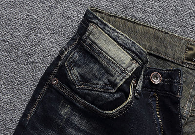 Jeans Slim Fit Desgastados Estilo Europeo y Americano para Hombre - Image 9