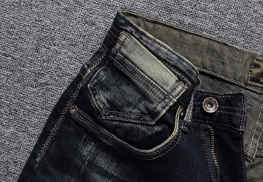 Jeans Slim Fit Desgastados Estilo Europeo y Americano para Hombre - Image 9