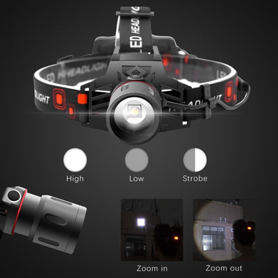 Linterna Frontal LED T6 Multi-Luz: Blanca, Verde y Roja con Zoom - Image 15