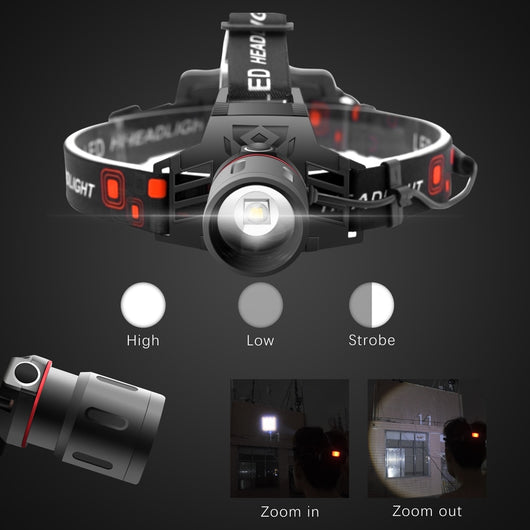 Linterna Frontal LED T6 Multi-Luz: Blanca, Verde y Roja con Zoom - Image 15