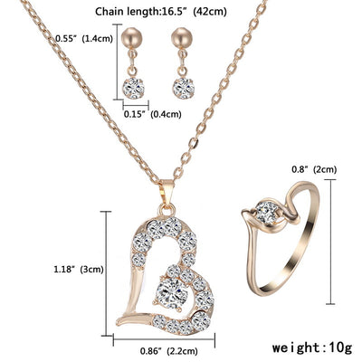 Conjunto de Collar y Aretes de Corazón con Cristales Brillantes - Image 7