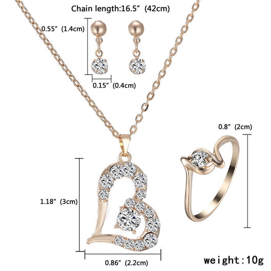 Conjunto de Collar y Aretes de Corazón con Cristales Brillantes - Image 7
