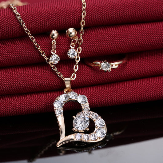 Conjunto de Collar y Aretes de Corazón con Cristales Brillantes - Image 13