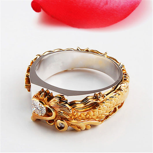 Anillo de Dragón Dominante para Hombre con Zircón Bicolor Estilo Punk Hip Hop - Image 12