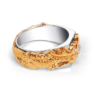 Anillo de Dragón Dominante para Hombre con Zircón Bicolor Estilo Punk Hip Hop - Image 15