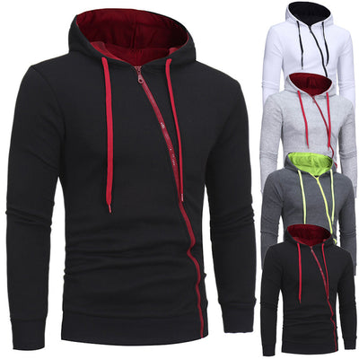Sudadera con Capucha y Cierre Diagonal - Suéter Sólido para Hombre - Image 7
