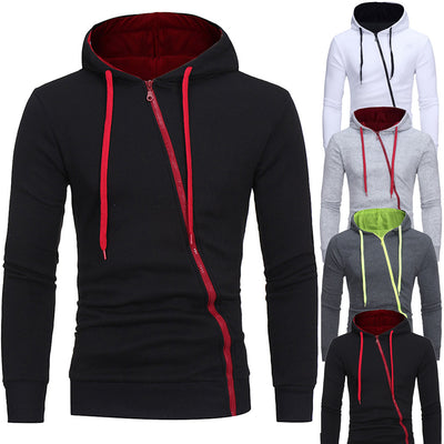 Sudadera con Capucha y Cierre Diagonal - Suéter Sólido para Hombre - Image 8