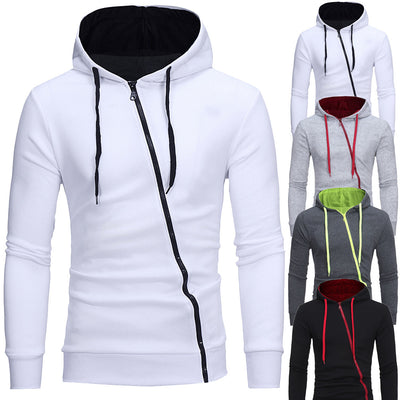 Sudadera con Capucha y Cierre Diagonal - Suéter Sólido para Hombre - Image 9