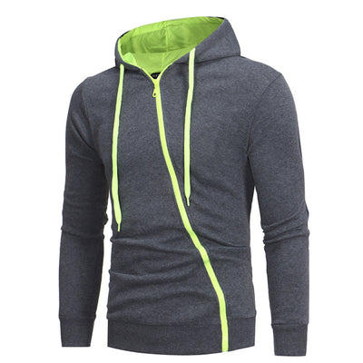 Sudadera con Capucha y Cierre Diagonal - Suéter Sólido para Hombre - Image 11
