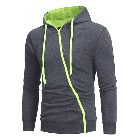 Sudadera con Capucha y Cierre Diagonal - Suéter Sólido para Hombre - Image 11