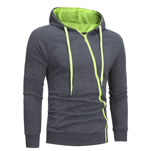 Sudadera con Capucha y Cierre Diagonal - Suéter Sólido para Hombre - Image 13