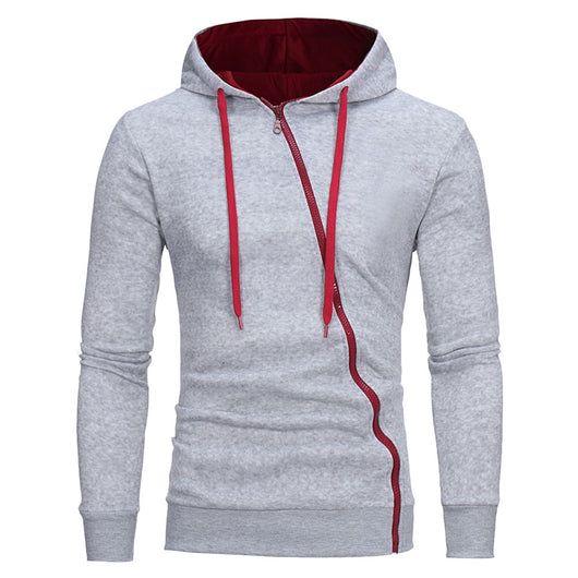 Sudadera con Capucha y Cierre Diagonal - Suéter Sólido para Hombre - Image 14