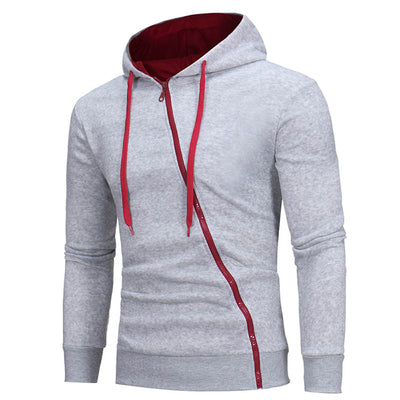 Sudadera con Capucha y Cierre Diagonal - Suéter Sólido para Hombre - Image 19