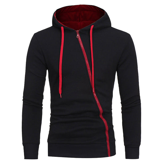Sudadera con Capucha y Cierre Diagonal - Suéter Sólido para Hombre - Image 21