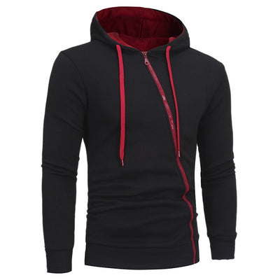 Sudadera con Capucha y Cierre Diagonal - Suéter Sólido para Hombre - Image 23