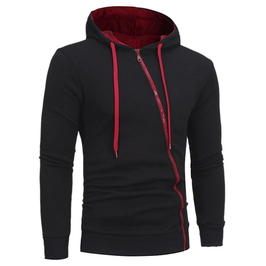 Sudadera con Capucha y Cierre Diagonal - Suéter Sólido para Hombre - Image 23