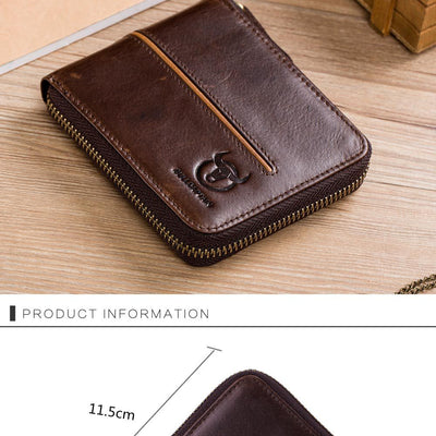 Billetera de Cuero Genuino para Hombre con Múltiples Compartimentos y Cierre - Image 9
