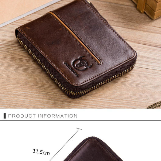 Billetera de Cuero Genuino para Hombre con Múltiples Compartimentos y Cierre - Image 9