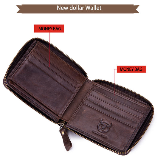 Billetera de Cuero Genuino para Hombre con Múltiples Compartimentos y Cierre - Image 11