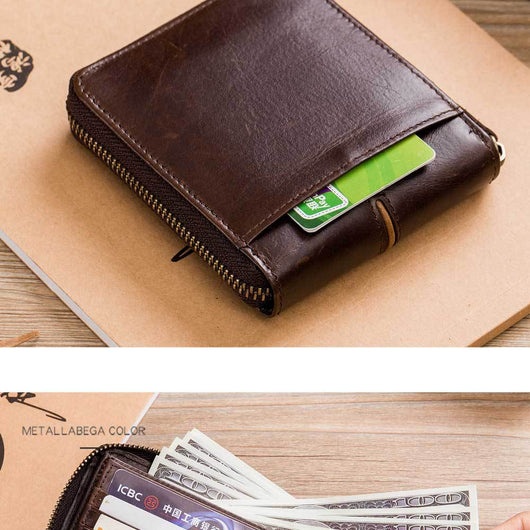 Billetera de Cuero Genuino para Hombre con Múltiples Compartimentos y Cierre - Image 18