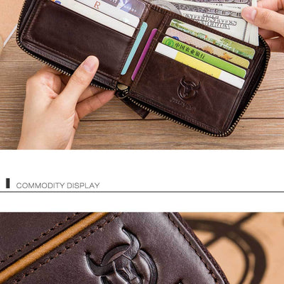 Billetera de Cuero Genuino para Hombre con Múltiples Compartimentos y Cierre - Image 19