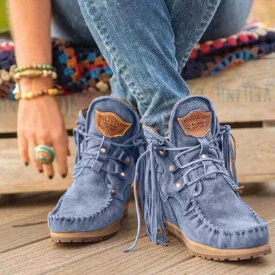 Botas Cortas de Invierno con Cordones y Flecos - Suela Gruesa para Mujer - Image 6