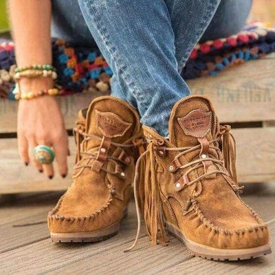 Botas Cortas de Invierno con Cordones y Flecos - Suela Gruesa para Mujer - Image 10