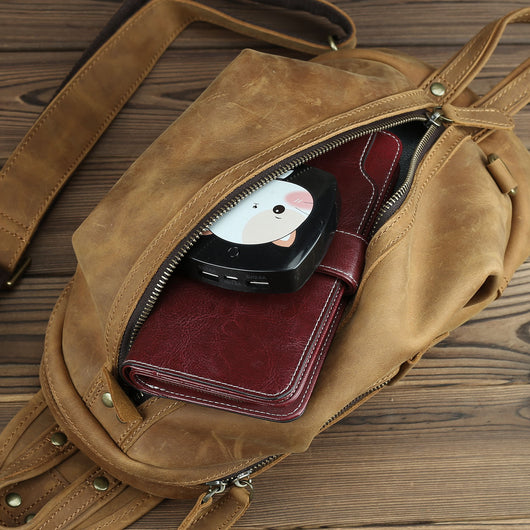Bolso de Cuero Genuino Capacidad Grande Estilo Retro - Image 21