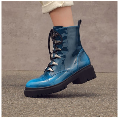Botas Martin Retro Punta Redonda para Mujer - Otoño e Invierno - Image 9