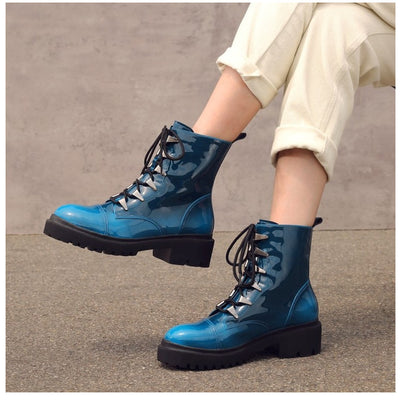 Botas Martin Retro Punta Redonda para Mujer - Otoño e Invierno - Image 10